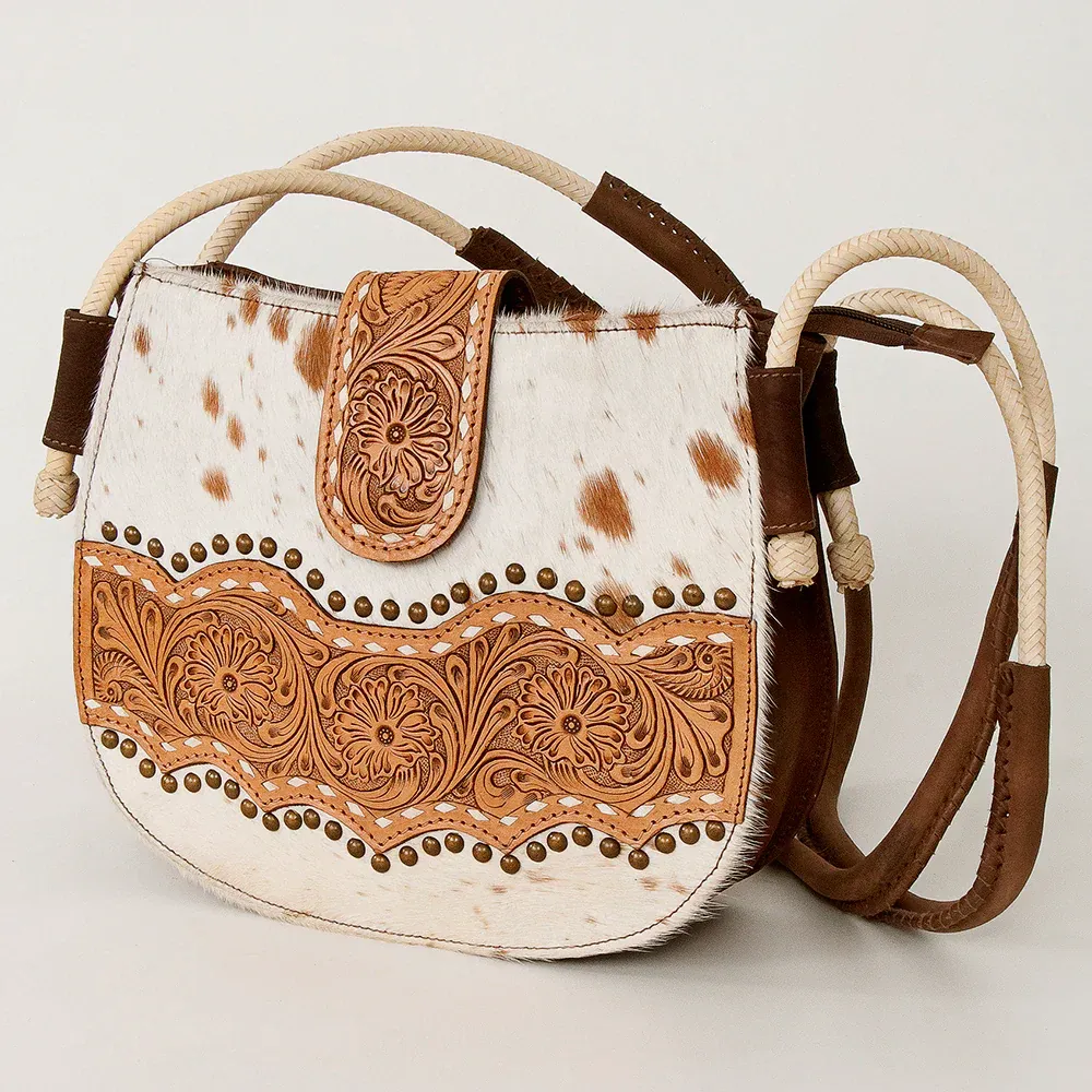American Darling Cowhide w/ Rawhide Rope Shoulder Bag - Speckled