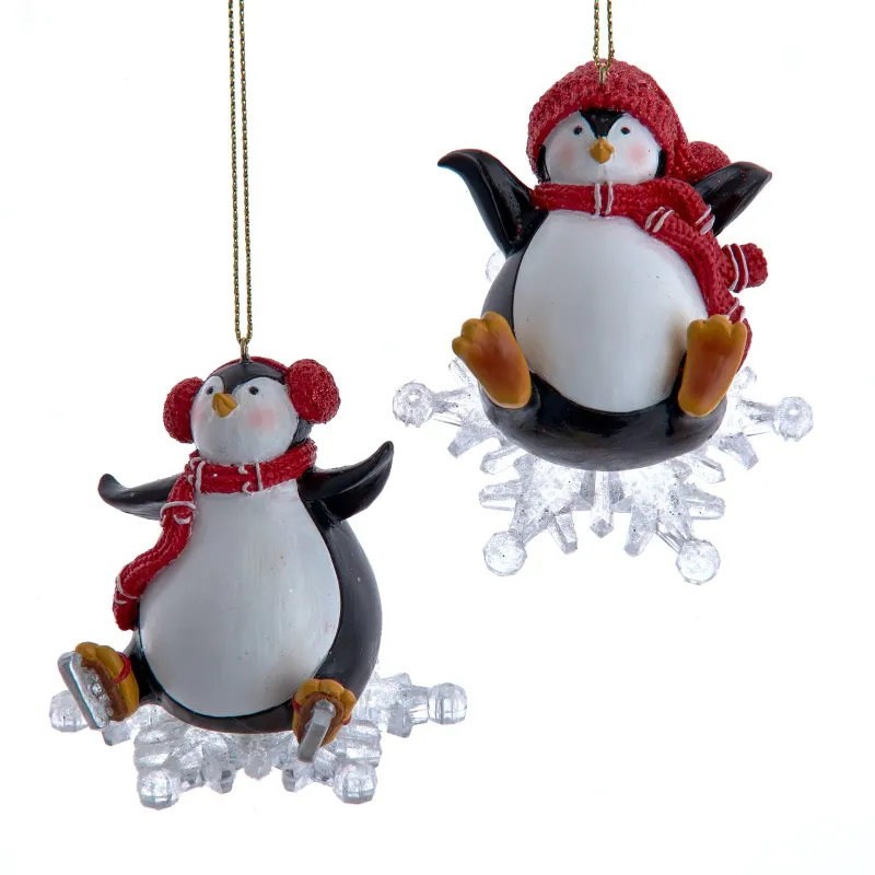 3" Penguin Hat &amp; Scarf on Snowflake 2/Assorted