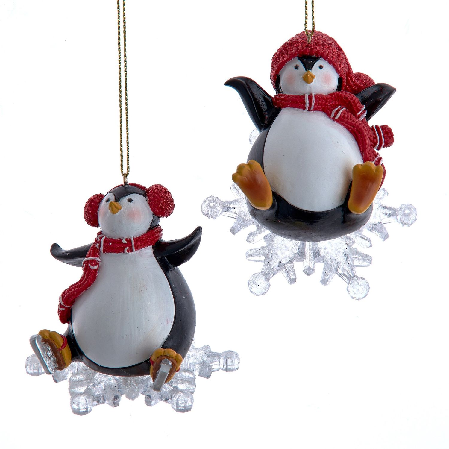 3" Penguin Hat &amp; Scarf on Snowflake 2/Assorted