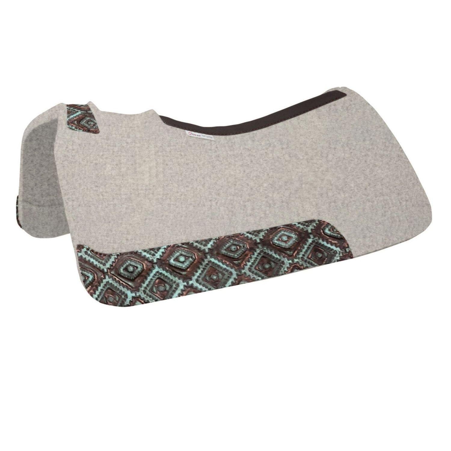 5-Star Equine 7/8" 30"x28" Barrel Saddle Pad-Turquoise Copper Aztec