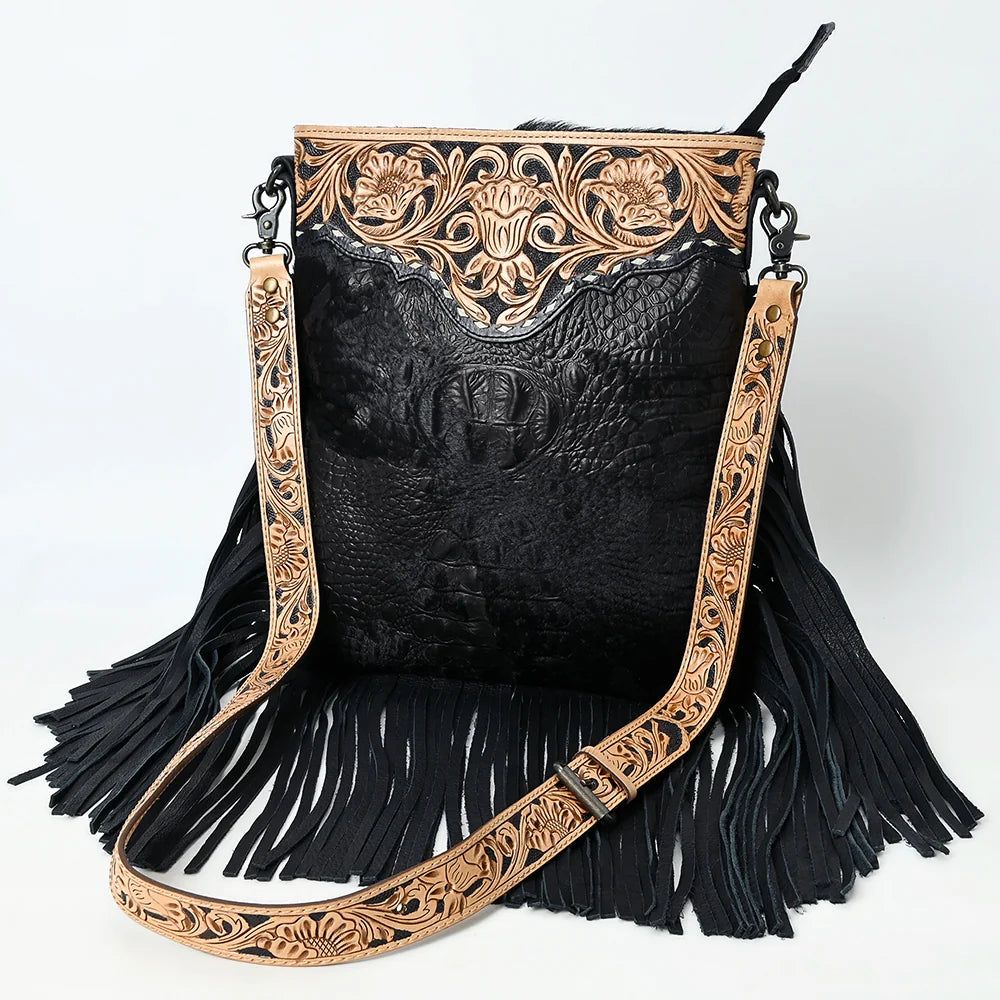 American Darling Leather Western Crocodile Embossed Crossbody Bag