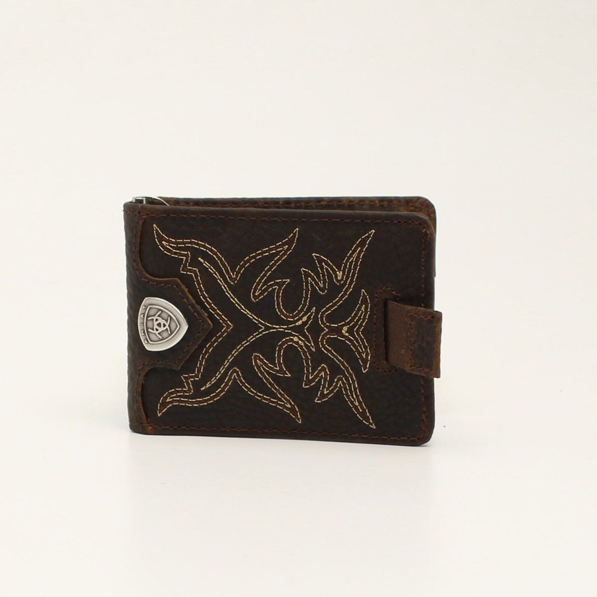 Ariat Bifold Money Clip - Brown Bootstitch