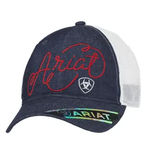 Ariat Women's Cursive Logo Denim Cap - Blue/White