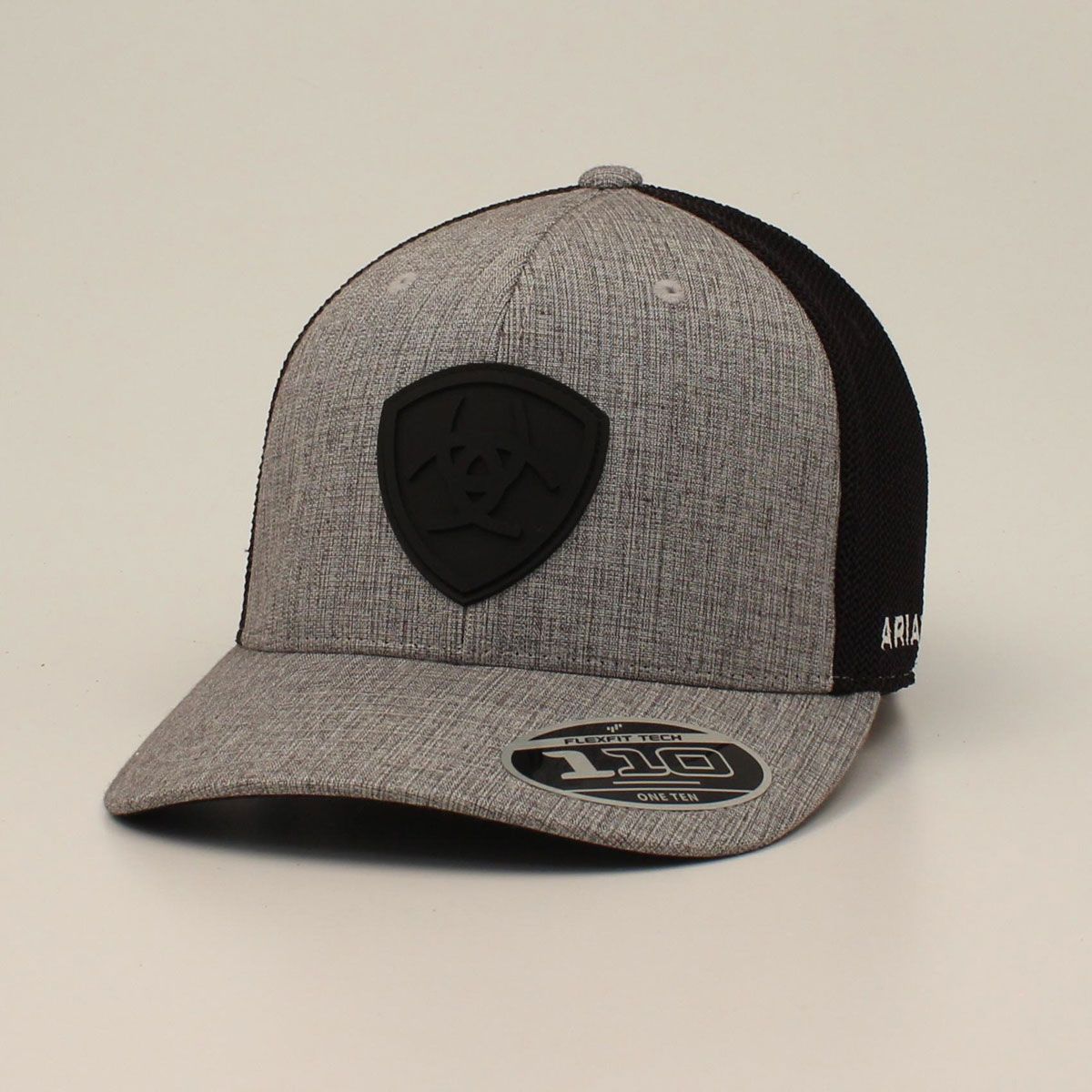 Ariat Men's Flexfit 110 Cap - Charcoal w/Rubber Shield Logo Patch