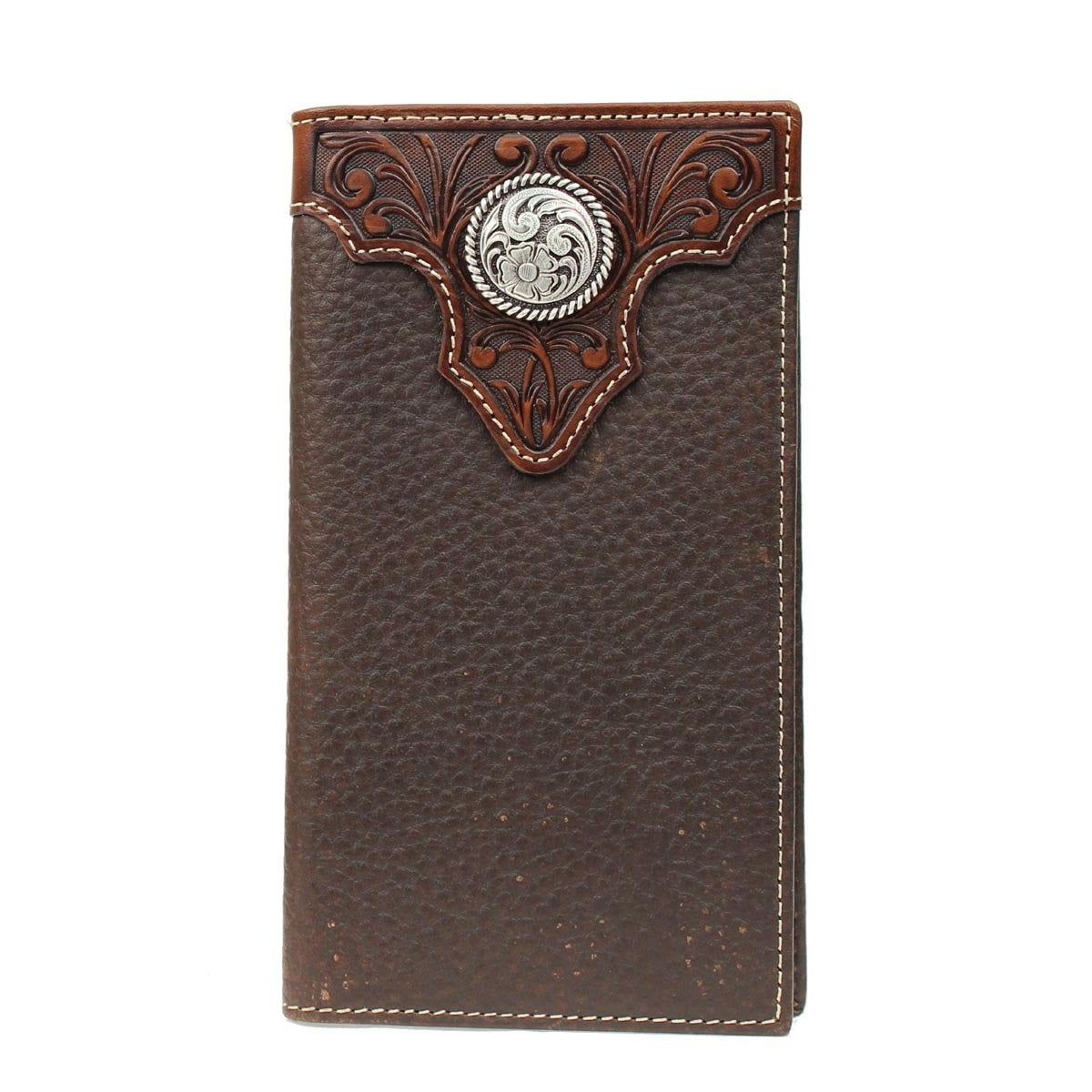 Ariat Men's Tooled Overlay Concho Rodeo Wallet - Brown