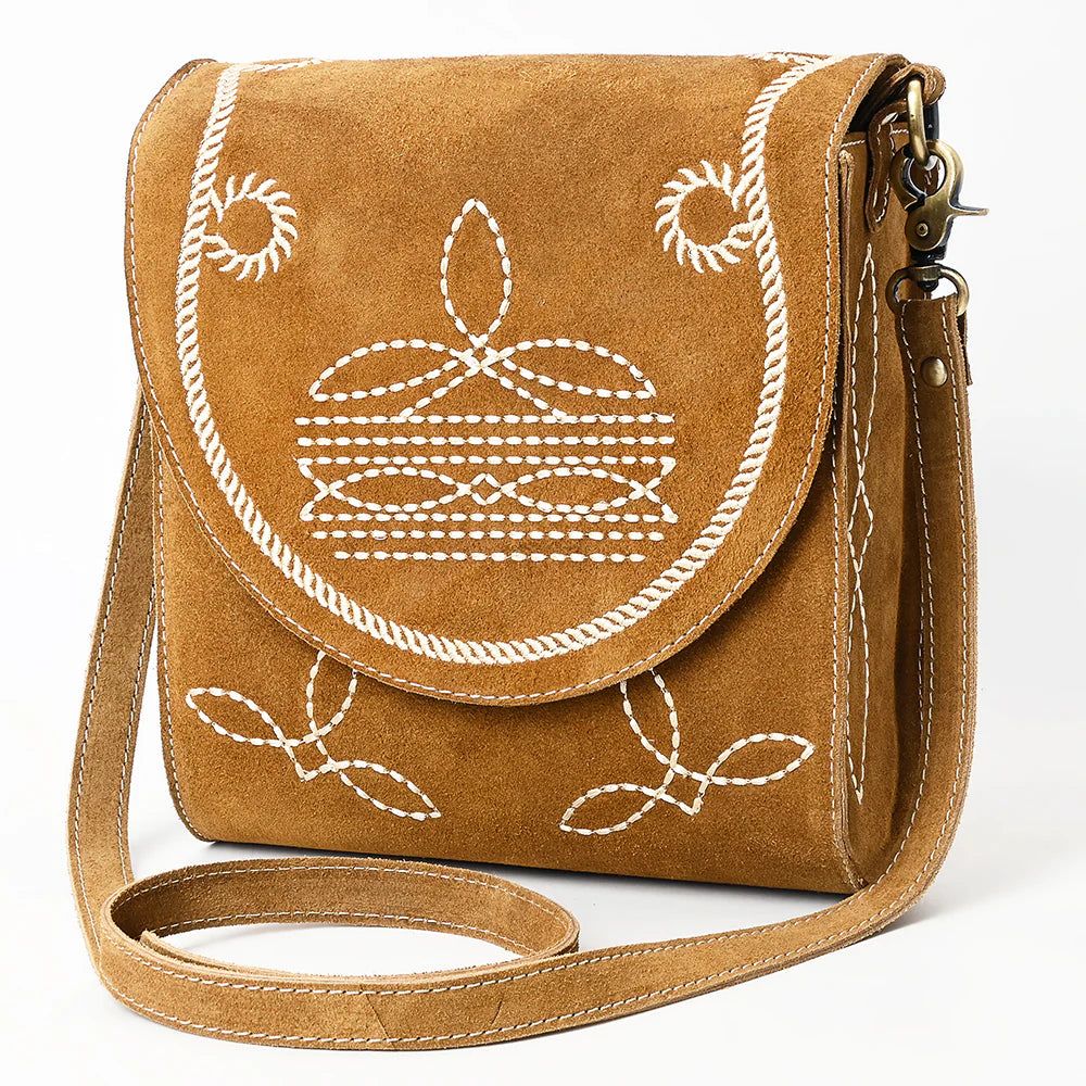 American Darling Women's Genuine Western Suede Leather Crossbody Purse - ADBGA684C