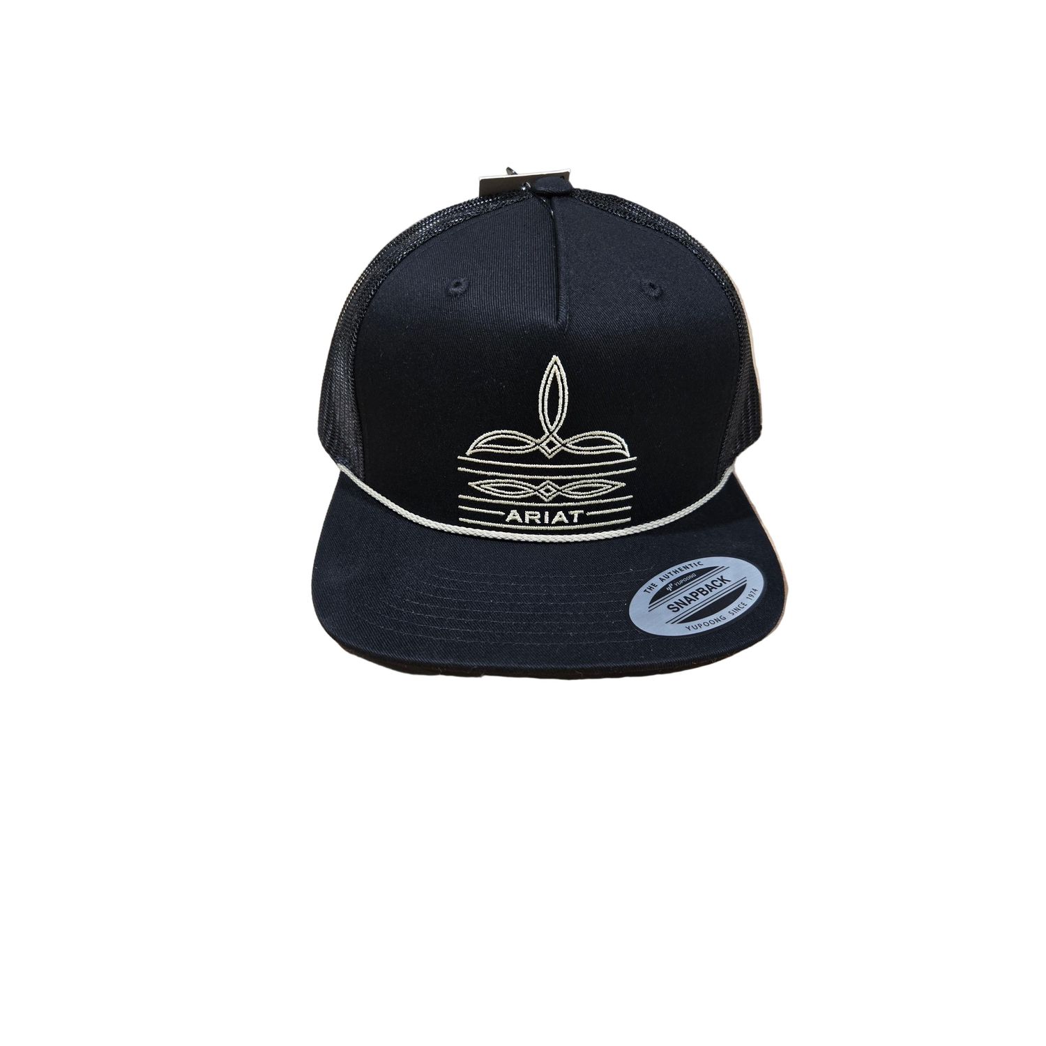 Ariat Men's Ariat 6 Panel Leather Patch Snap Back Cap - Black Heather
