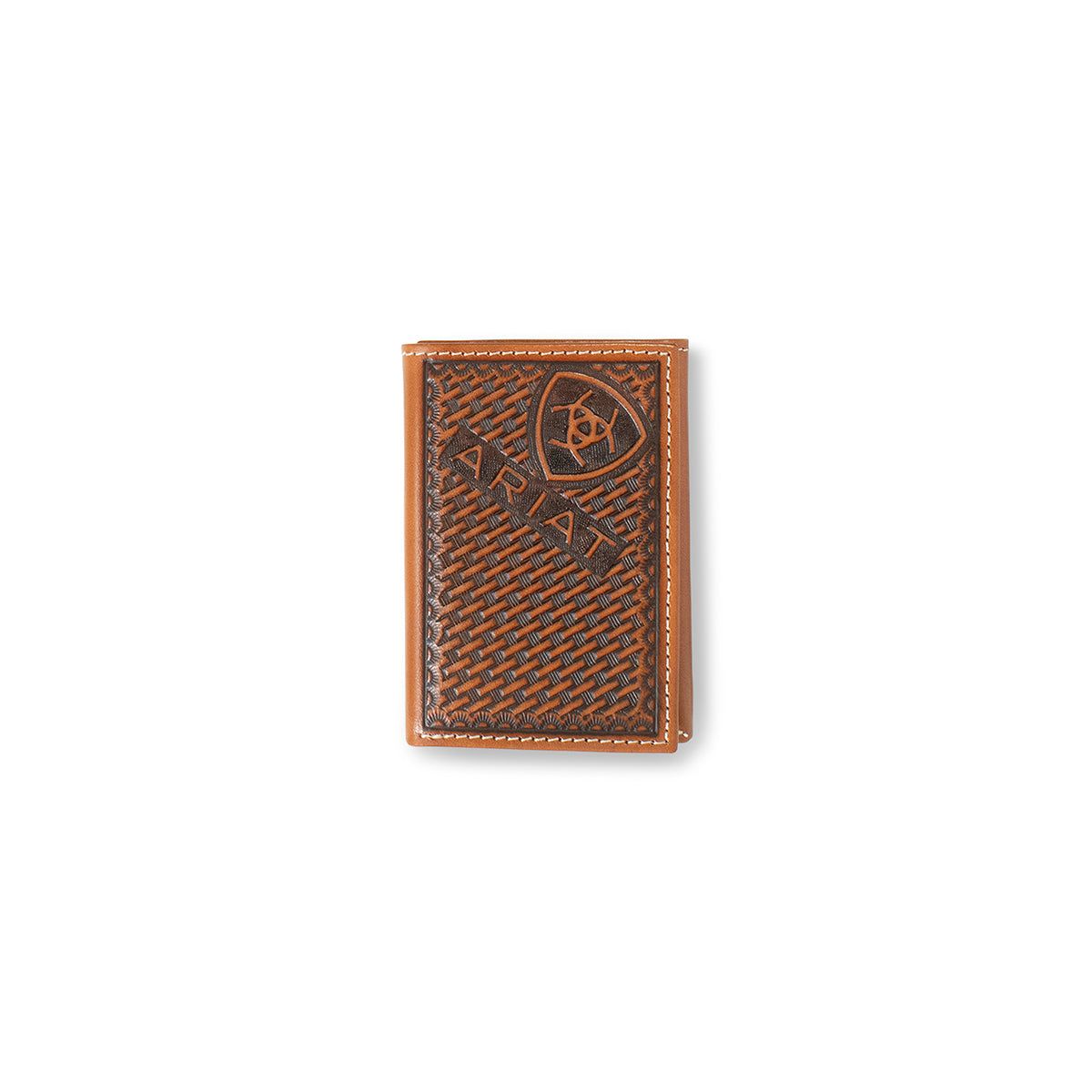 Ariat Men's Trifold Wallet - Basketweave &amp; Sunburst Embossing