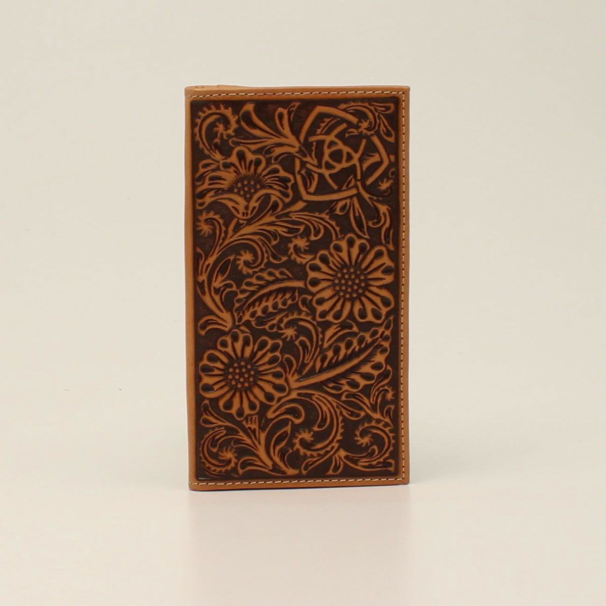 Ariat Mens Rodeo Wallet - Tan Embossed Flower Shield
