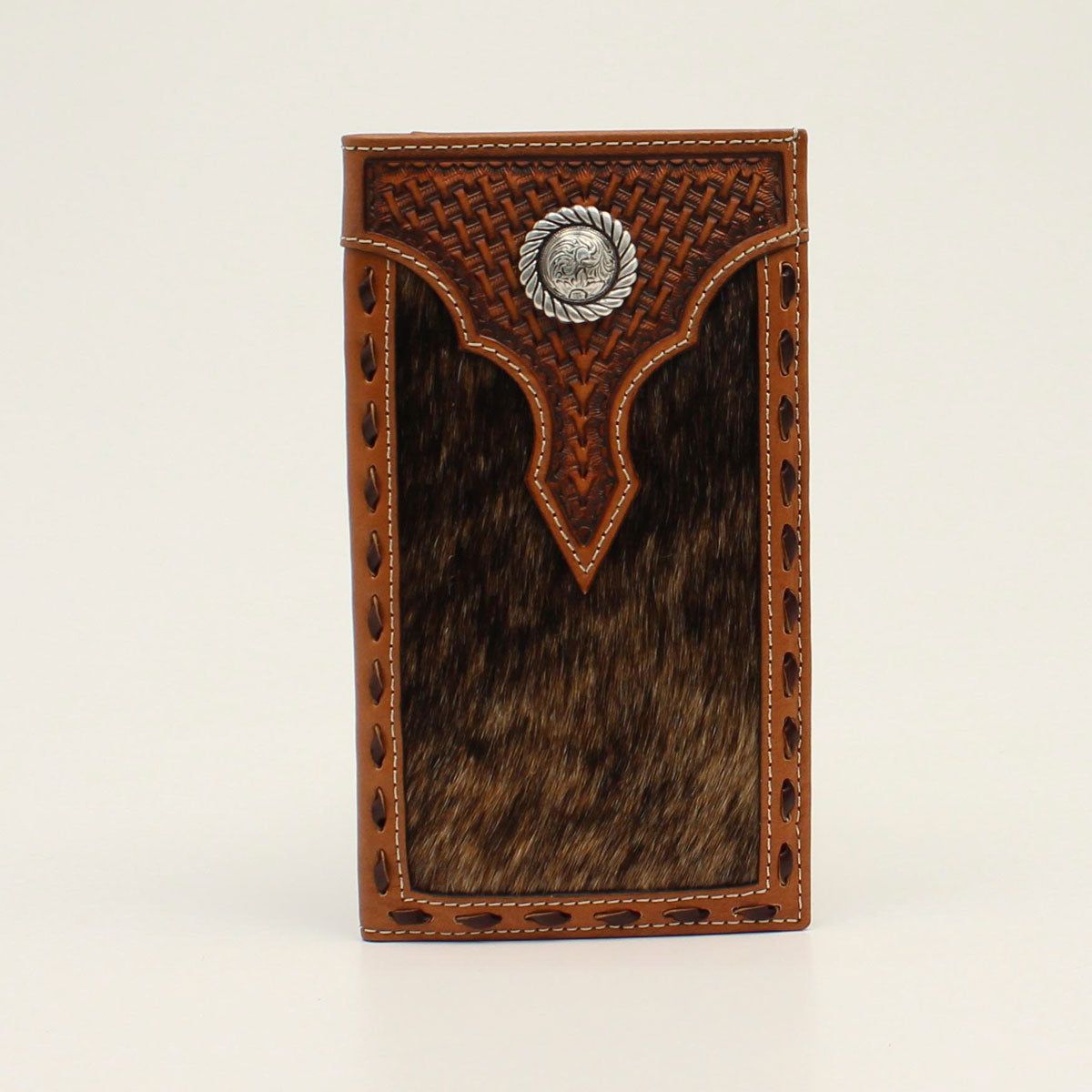 Ariat Basket Weave Calf Hair Rodeo Wallet - Brown