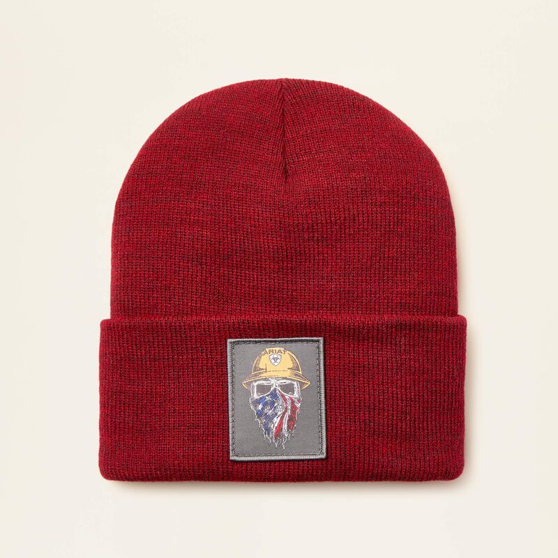 Ariat Men's Rebar Born For this Watch Cap Beanie - Burgundy Heather