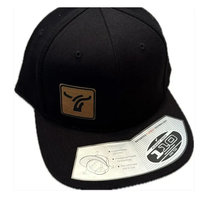 B8 Ranch Apparel 110 Flexfit Flat Brim with Leatherette Logo-Black