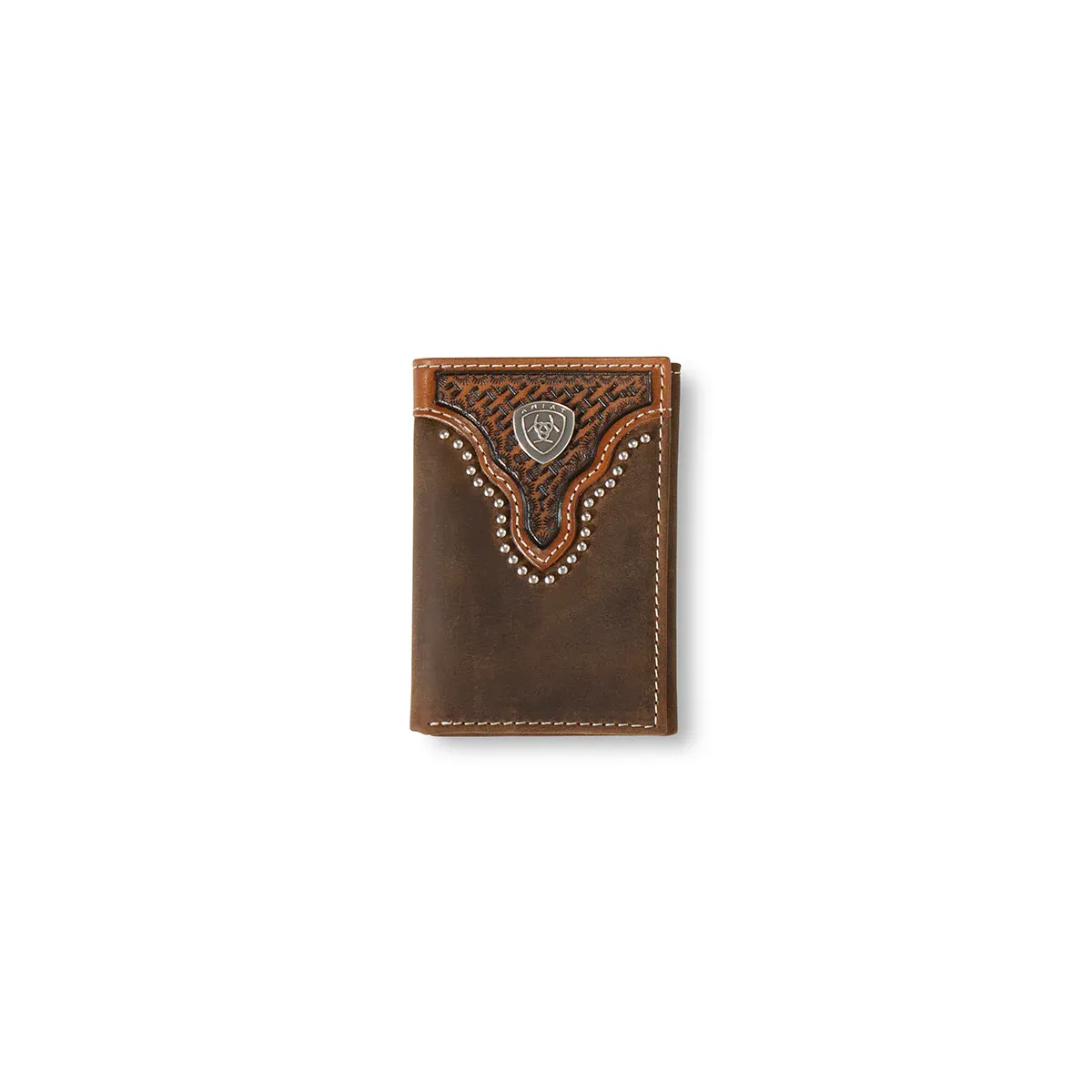 Ariat Men's Basket Weave Sunburst Trifold Wallet - Brown
