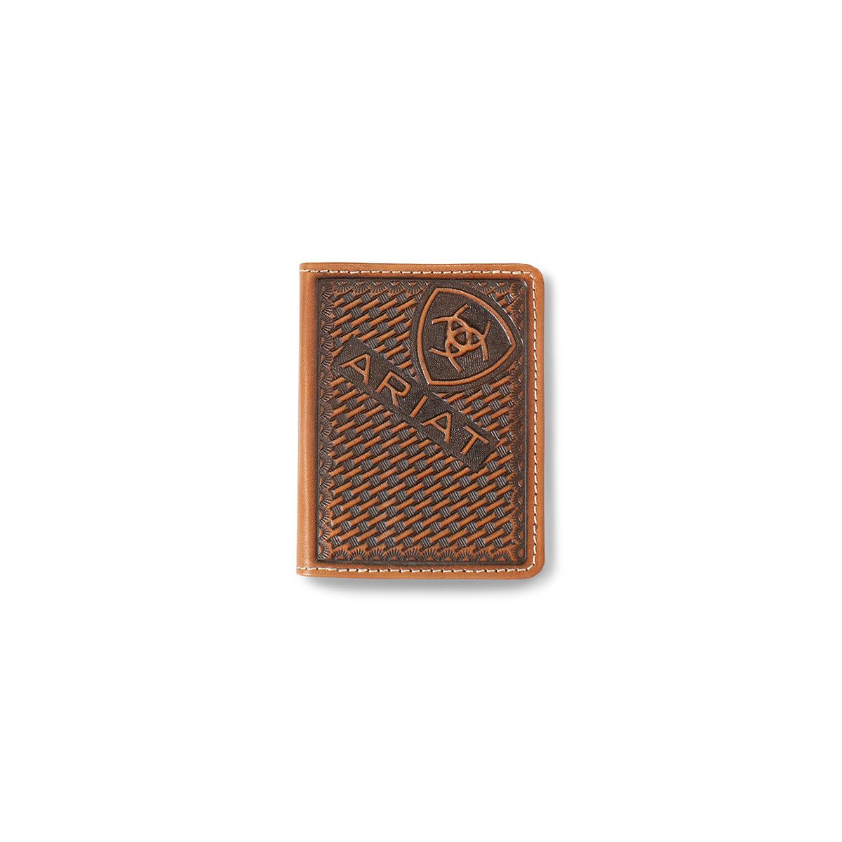 Ariat Men's Basketweave &amp; Sunburst Embossed Bifold Wallet - Brown