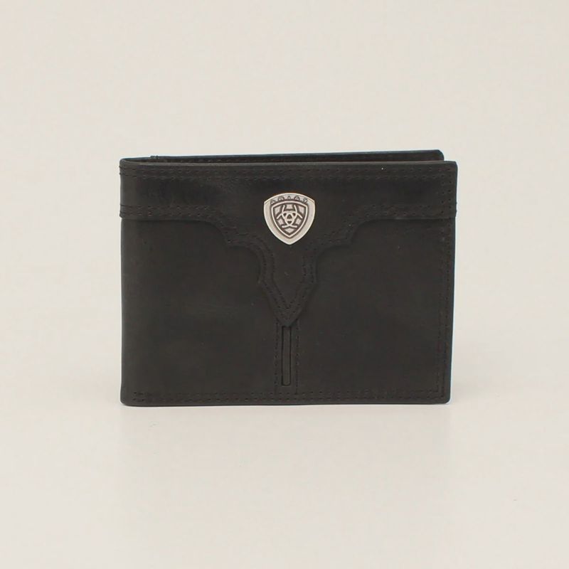 Ariat Men's Center Bump Shield Bifold Wallet - Black