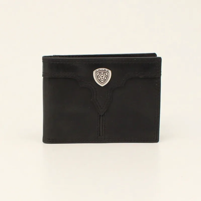 Ariat Men's Center Bump Shield Bifold Wallet - Black