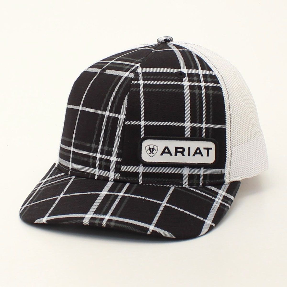 Ariat Men's 112 Snapback Cap - Black &amp; White Plaid