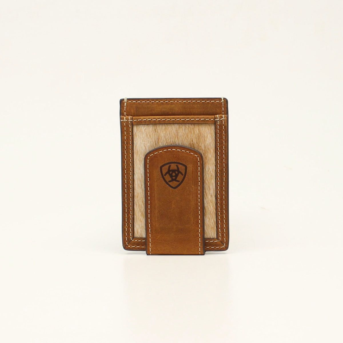 Ariat Men's Calf Hair Card Case Money Clip - Medium Brown