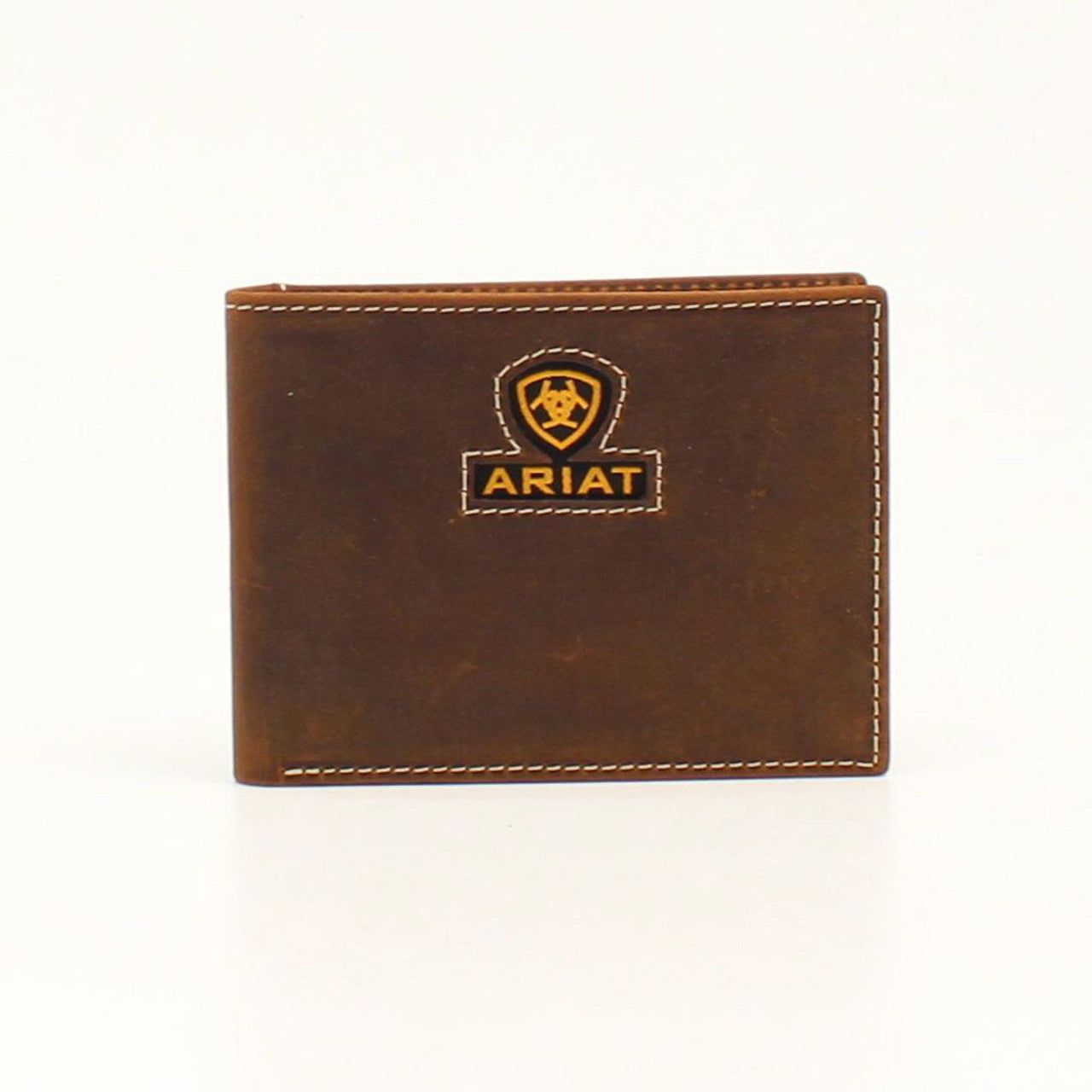 Ariat Men's Bifold Wallet - Medium Brown w/Inlay Ribbon Logo