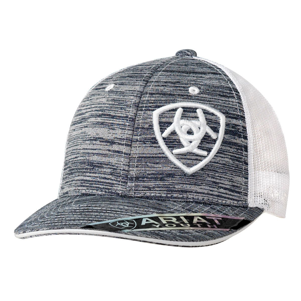 Ariat Youth Cap Heather Grey White Signature Logo on Front