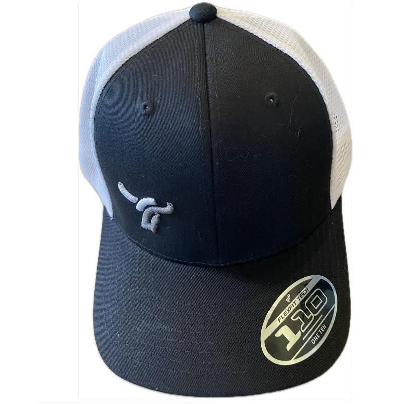 B8 Ranch Apparel 110 Flexfit Snapback with Small Silver &amp; White Logo - Black/White