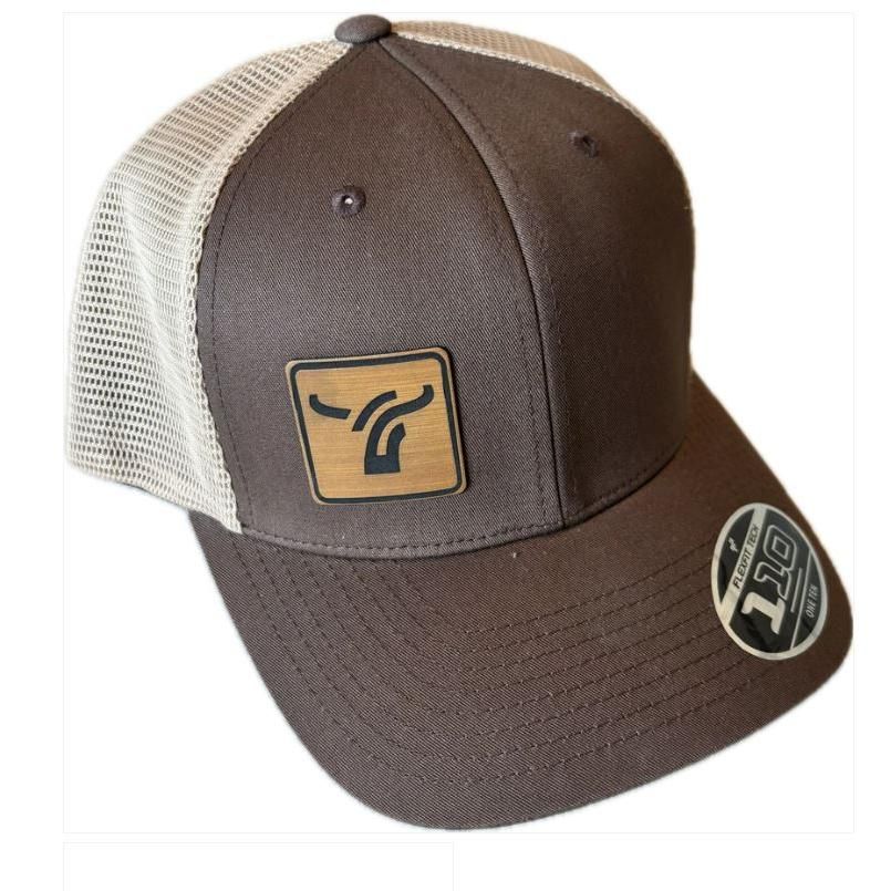 B8 Ranch Apparel 110 Flexfit with Leatherette Logo -Coyote Brown/Khaki - 08436590041420