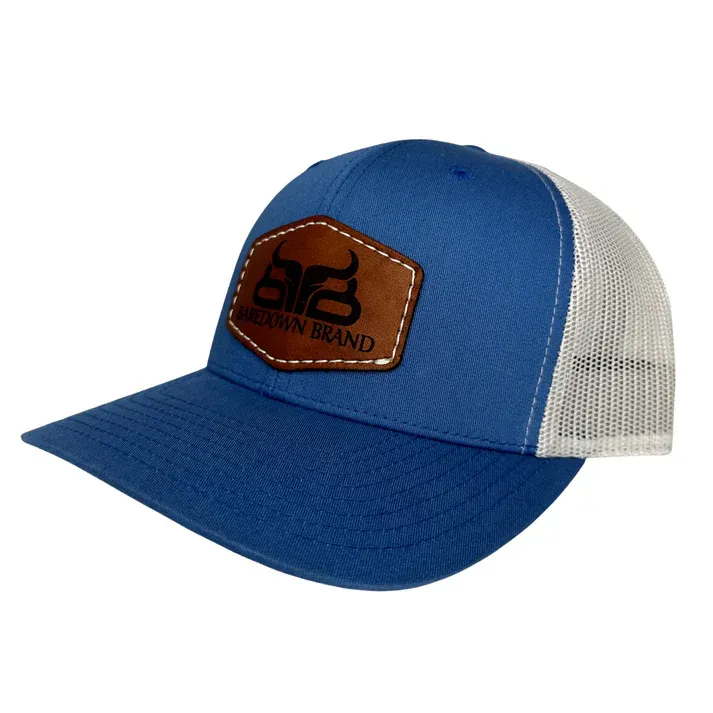 Baredown Brand Ball Cap Diamond Leather Patch-Steel Blue