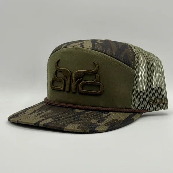 Baredown Brand Bottomland 7 Panel Cap Flat Brim - Camo
