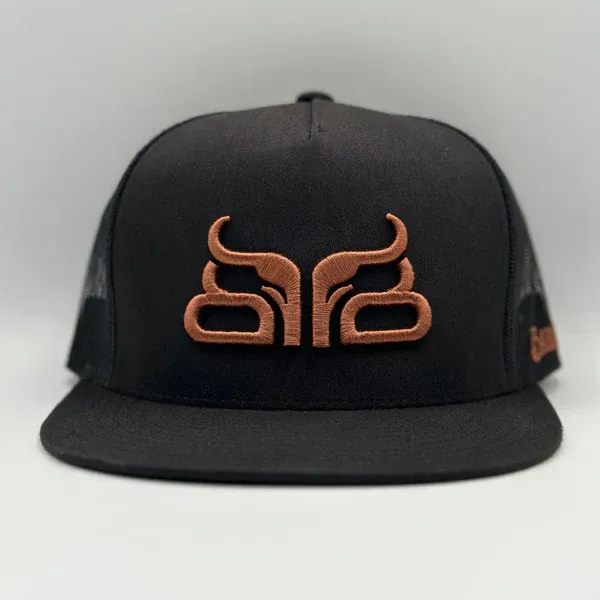 Baredown Brand Buckskin Flat Bill Cap-Black/Copper