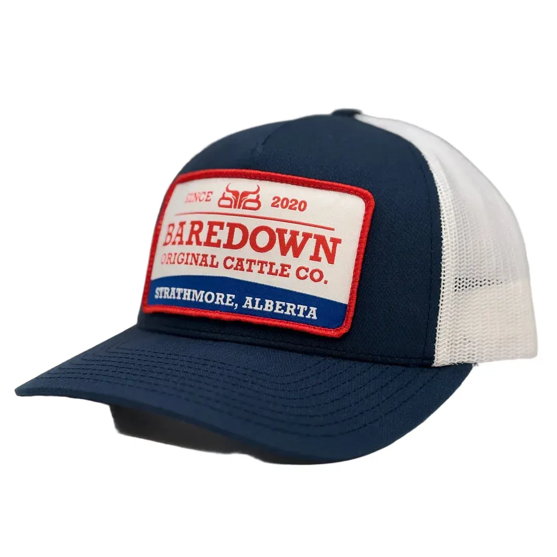 Baredown Brand Cattleman Curved Bill Cap- Navy/White