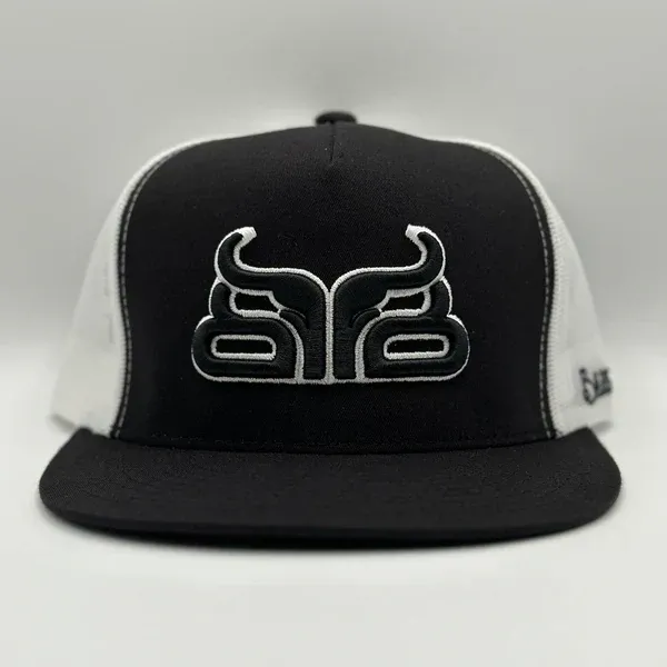 Baredown Brand Dally Flatbill Ball Cap - Black/White