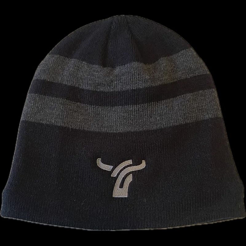 B8 Ranch Apparel Board Toque with Large Grey Stripes - Black
