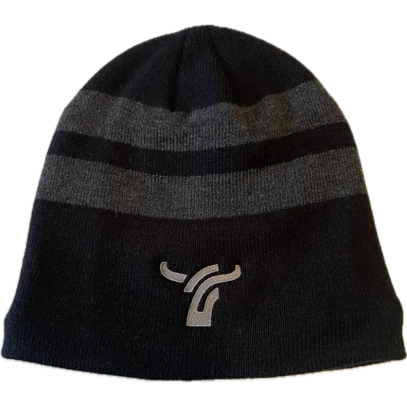 B8 Ranch Apparel Board Toque with Large Grey Stripes - Black