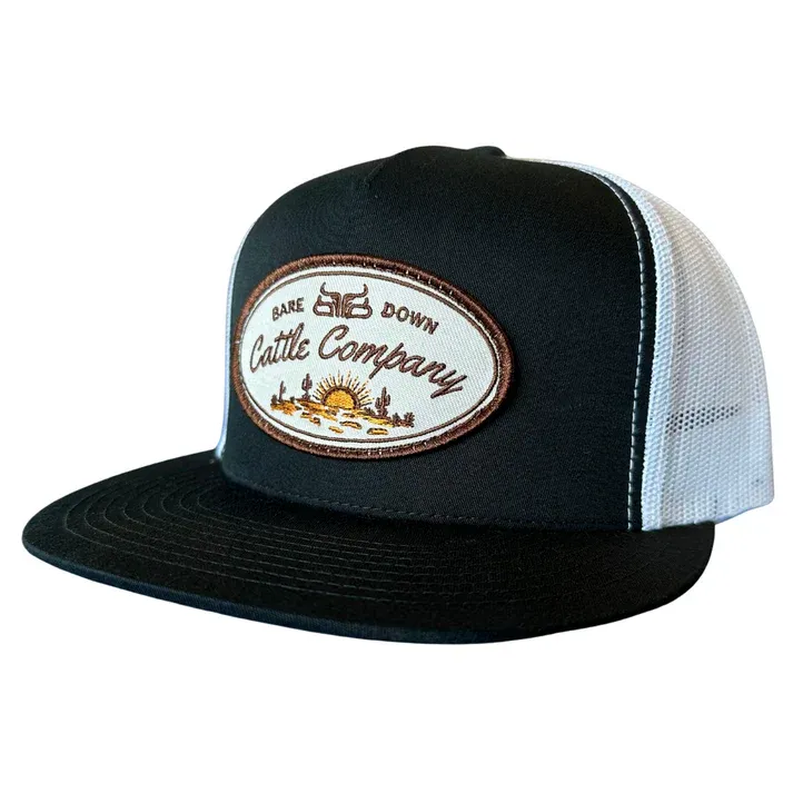 Baredown Brand Ball Cap Cattle Co-Black/White