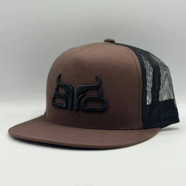 Baredown Brand Brangus Flat Ball Cap - Brown/Black