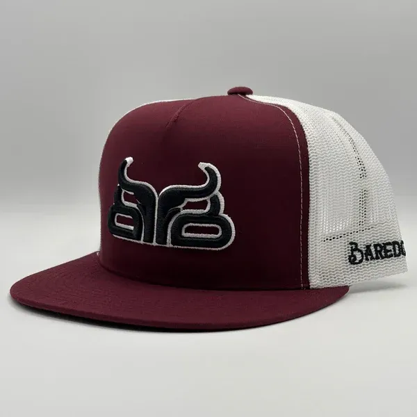 Baredown Brand Maroon &amp; White Flat Logo Cap - Maroon