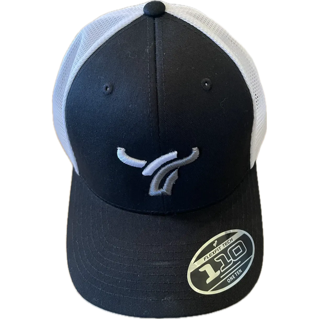 B8 Ranch Apparel 110 Flexfit Mesh with Large Silver White Logo - Black/White