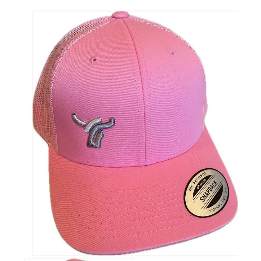 B8 Ranch Apparel Snapback with Small Silver and Grey Logo- Pink