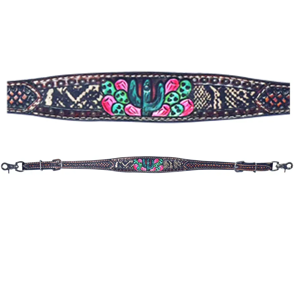 Bar H Wither Strap Mack Cactus Hand Painted