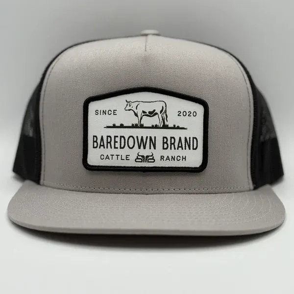 Baredown Brand Cattle King Flat Cap-Silver/Black