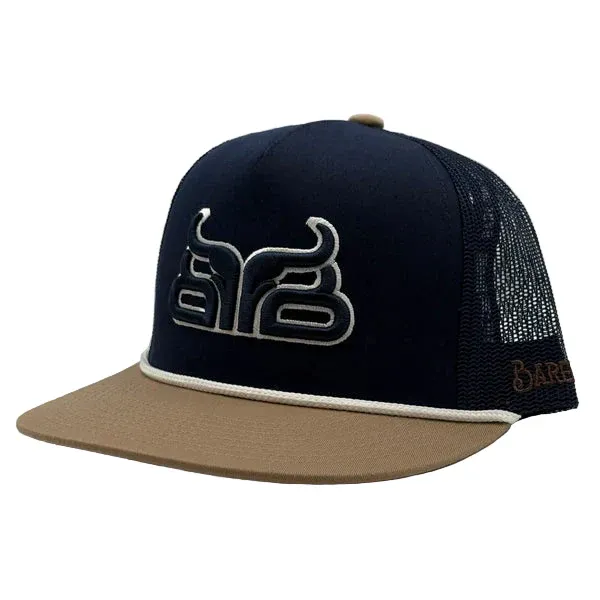 Baredown Brand Maverick Flat Bill Cap - Navy Blue/Tan