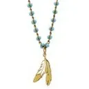 Bead &amp; Feather Necklace - Green