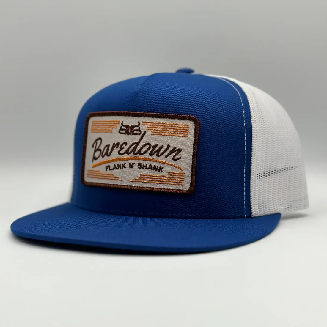 Baredown Brand Ball Cap Flank N'Shank -Flat Blue &amp; White