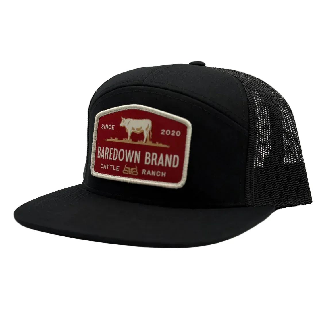 Baredown Brand Cattle King Maroon Flat Brim Cap - Black