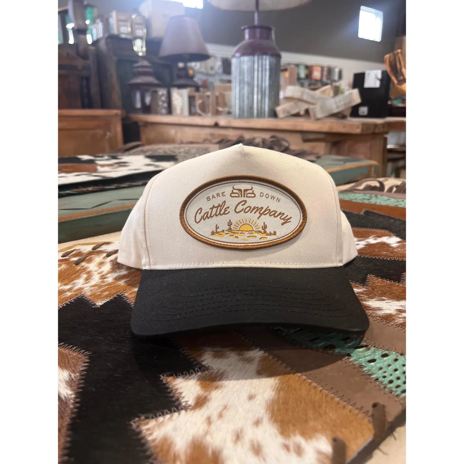 Baredown Brand Cattle Co Curved Brim Ball Cap - Black/Cream