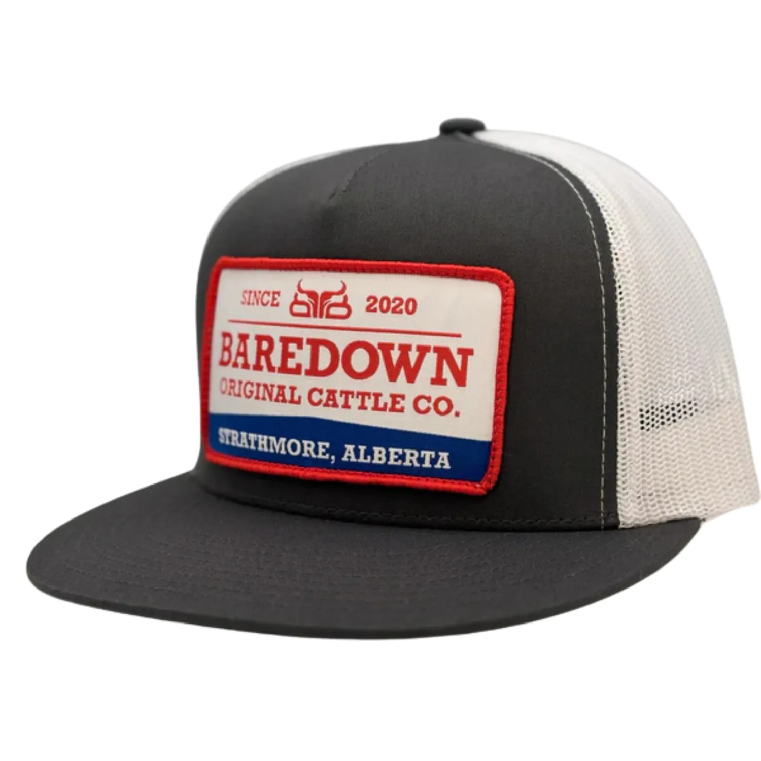 Baredown Brand Cattleman Flat Cap - Grey/White
