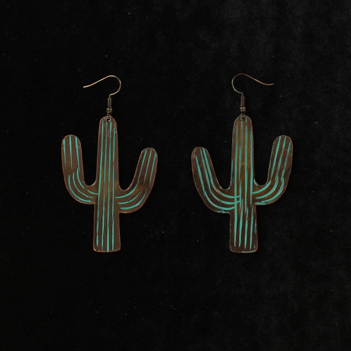Blazin Roxx Earrings - Large Patina Cactus Turquoise