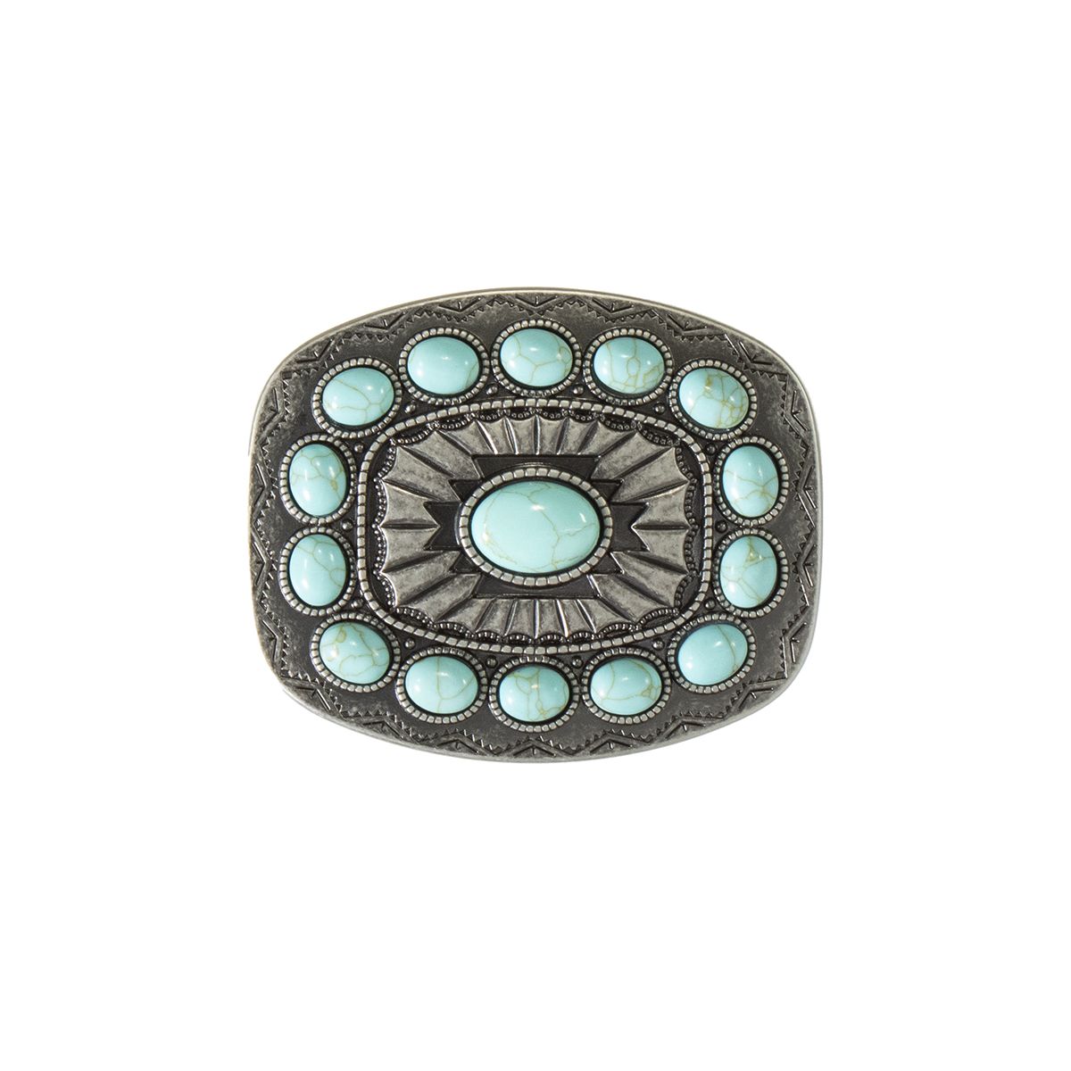 Blazin Roxx Rectangle Buckle - Southwest Turquoise Stones