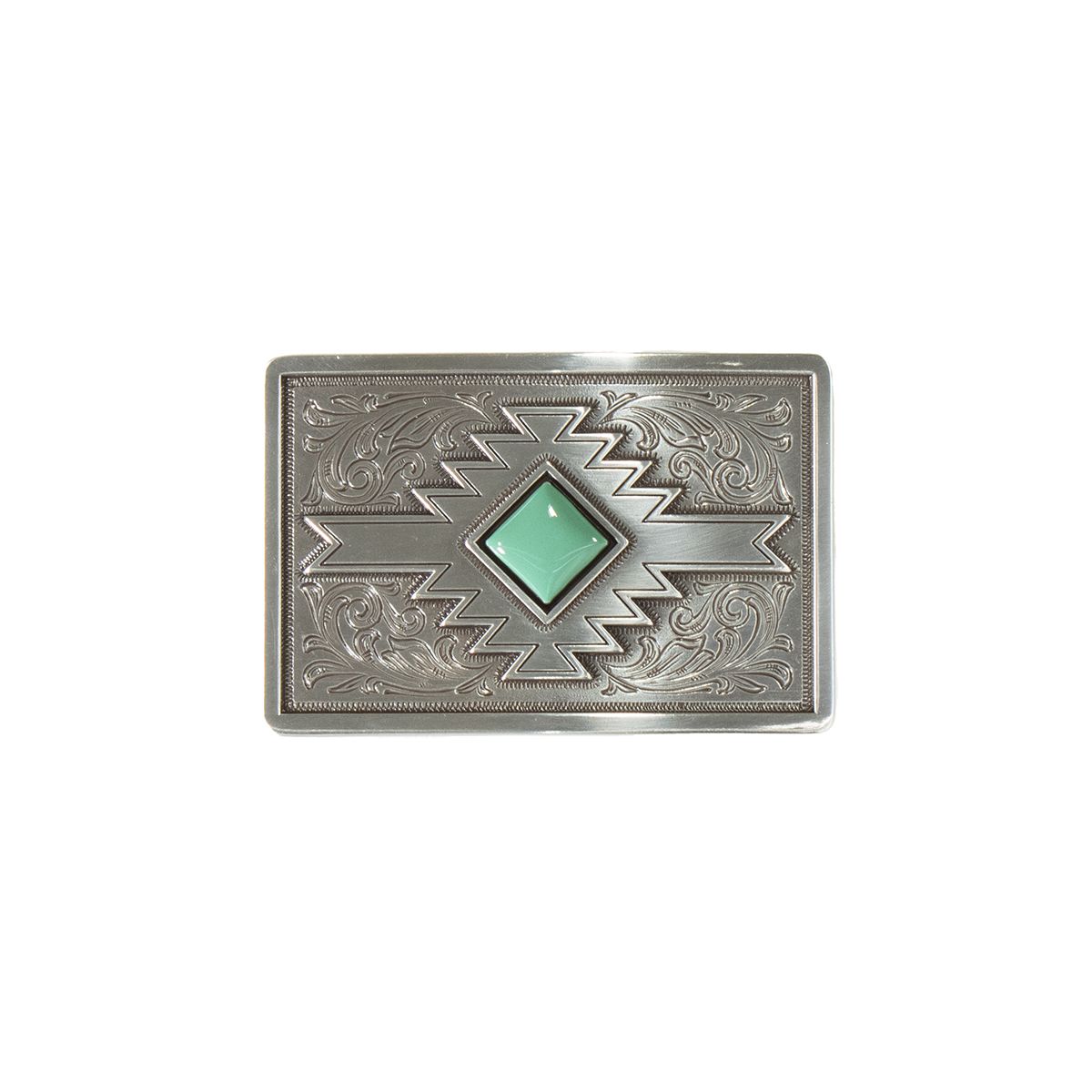 Blazin Roxx Womens Rectangle Buckle - Square Diamond Turquoise Southwest
