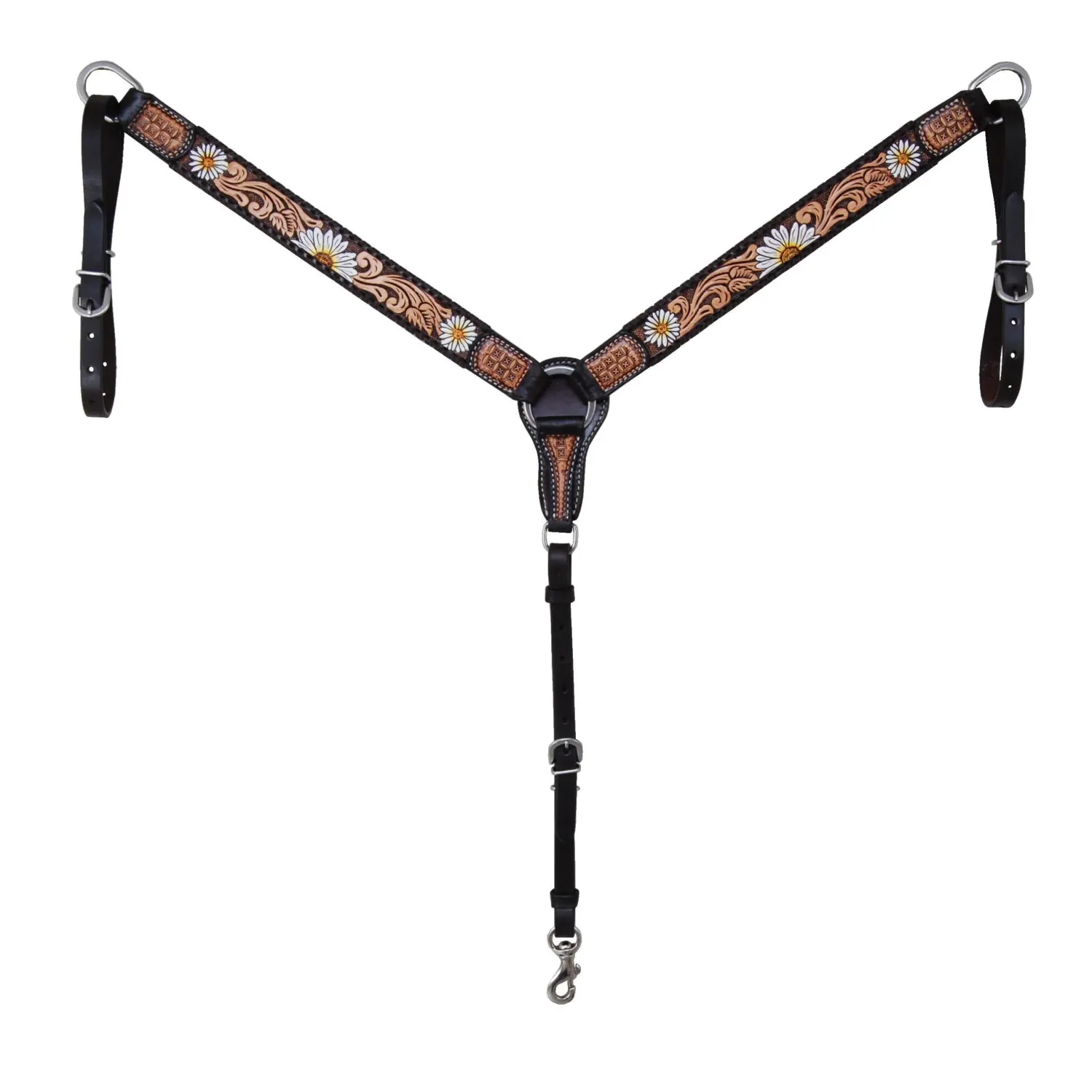 Breast Collar w/Floral Tooling in T Finish - BC6106